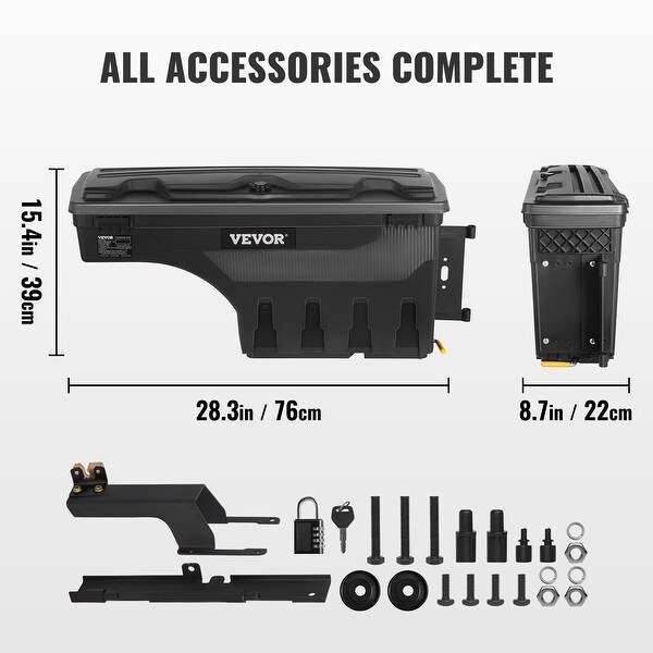 Truck Bed Storage Box, Lockable Swing Case with Password Padlock