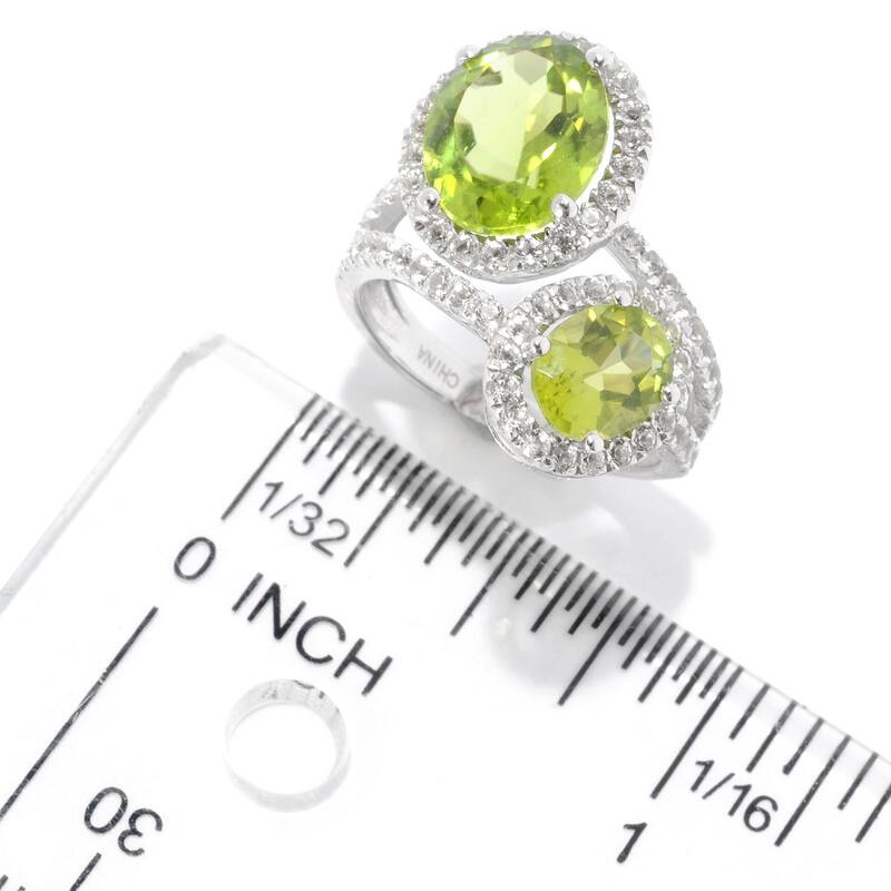 925 Sterling Silver Peridot and White Topaz Ring