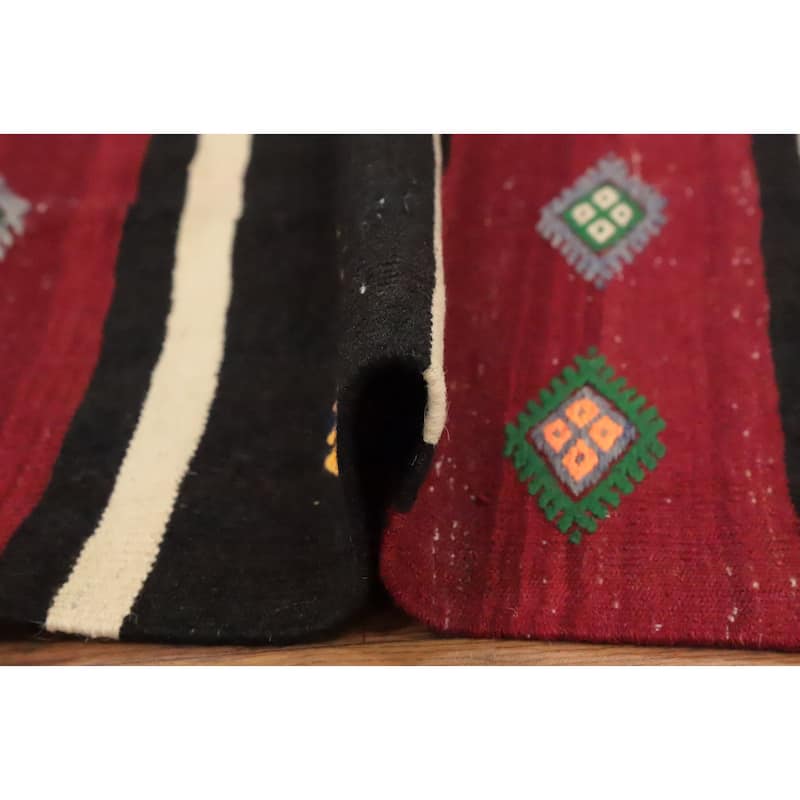Hand Woven Oriental 100% Wool Carpet Southwestern Tribal Red Kilim Area Rug - 9' 2'' X 5' 9''