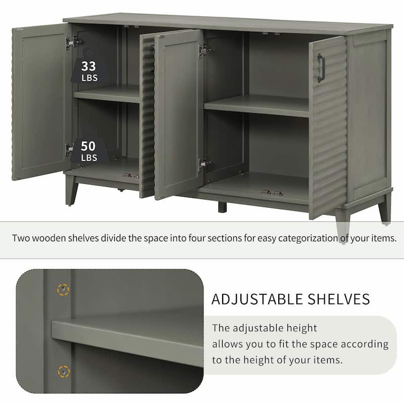 4-Door Sideboard with Large Storage and Adjustable Shelves