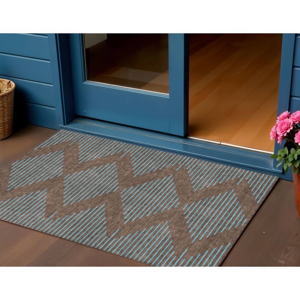 HomeRoots Geometric Transitional Rectangle Outdoor Rug