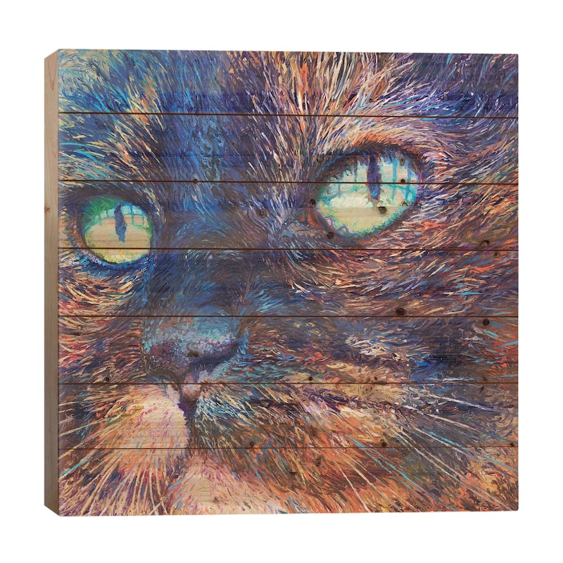 Foxy Print On Wood by Iris Scott - Multi-Color - 26x26x1.5