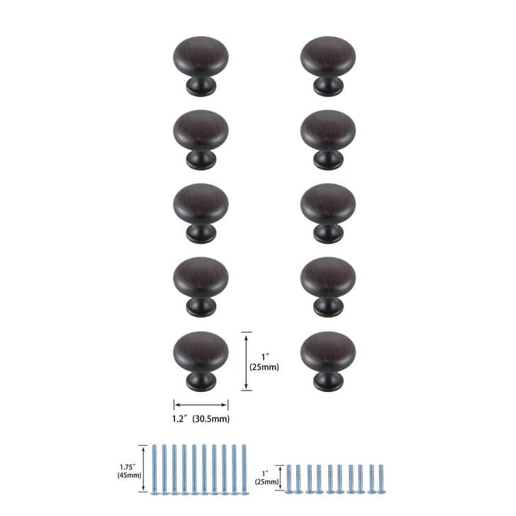 Carmen 1.2" Diameter Mushroom Knob Multipack (Set of 10)