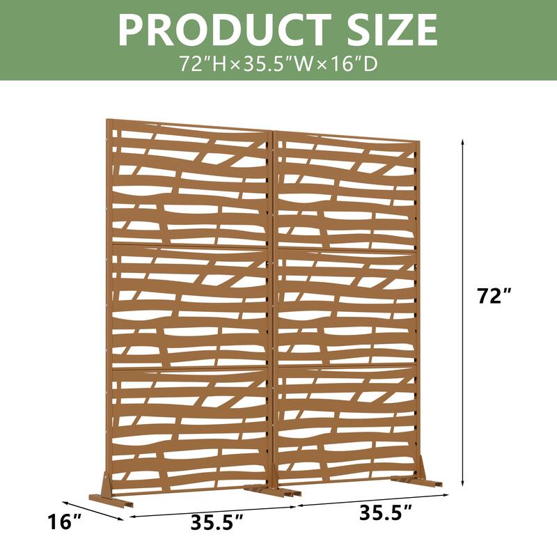 Metal Privacy Screen Fence Panel with Stylish Pattern Set of 2