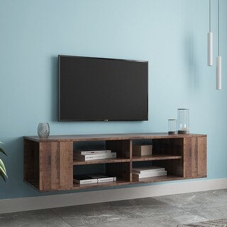 Nestfair Wall Mounted Floating TV Stand with Height Adjustable ...
