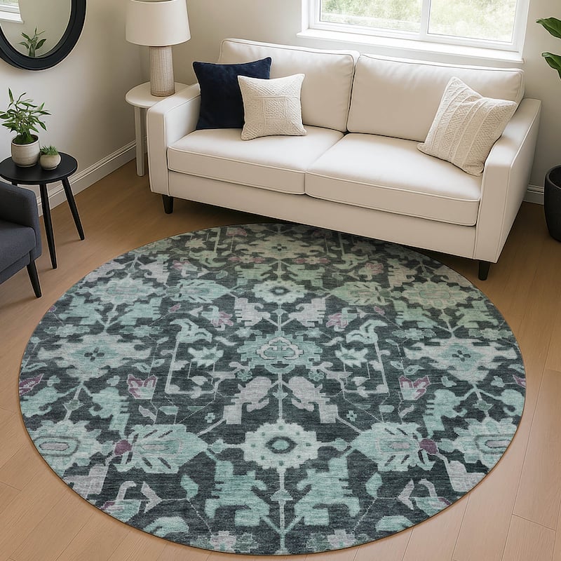 Machine Washable Indoor/ Outdoor Casual Traditional Chantille Rug