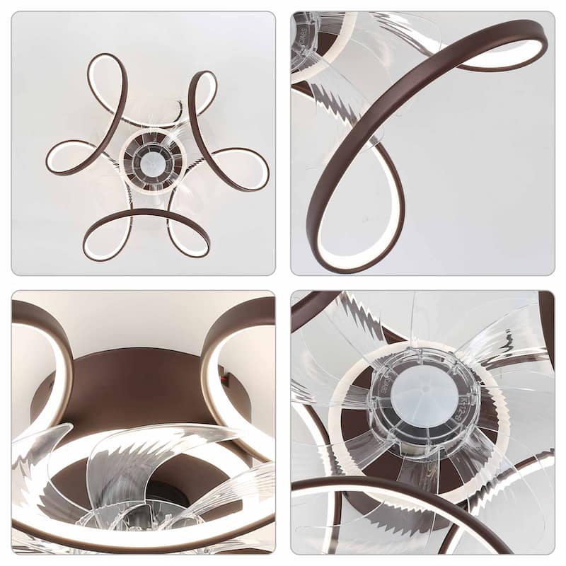 Bella Depot 22“ Low Profile Ceiling Fan with Dimmable Light, 6-Speed Reversible Flush Mount Ceiling Fan with APP Control
