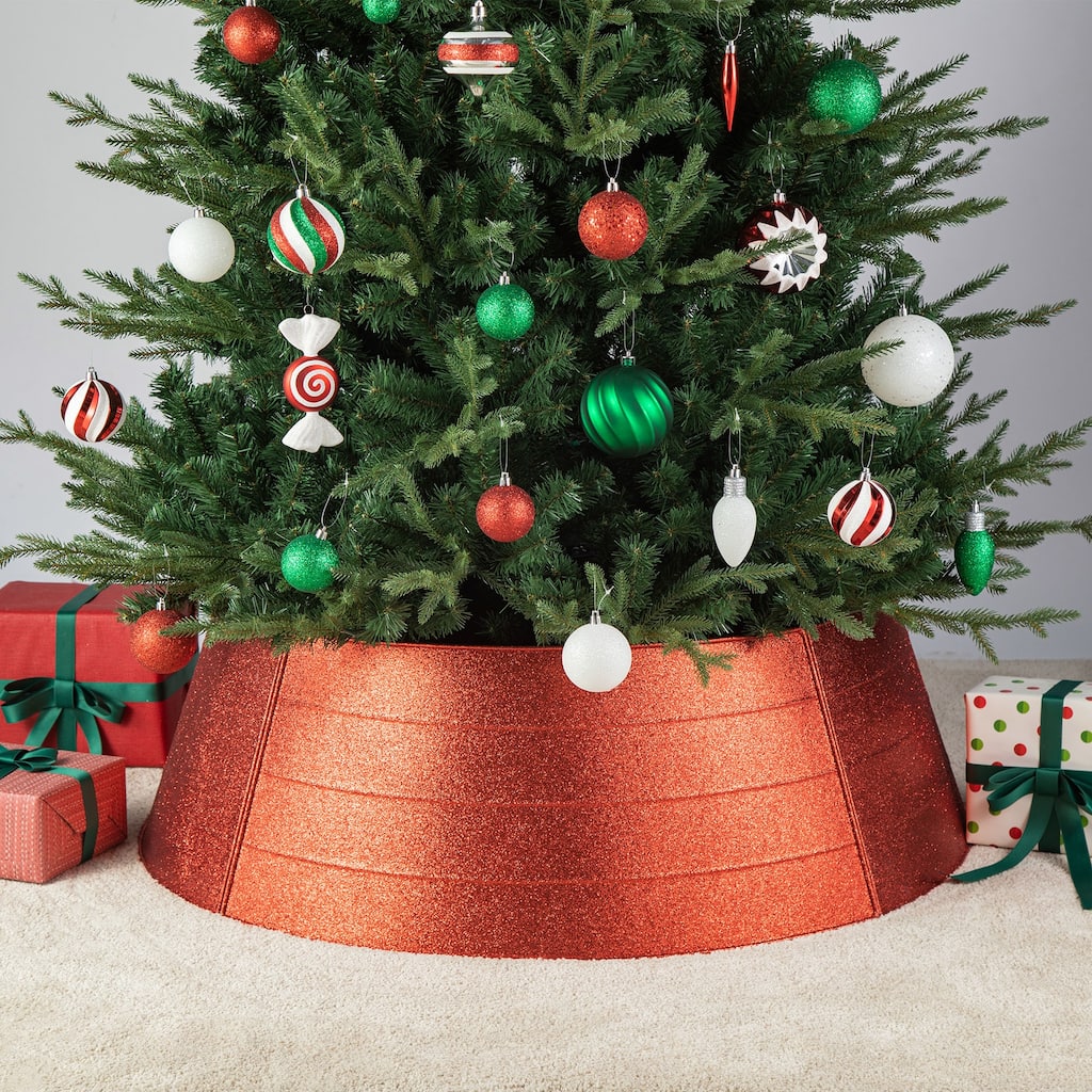 Glitzhome Luxury Metal Gold Shining Glitter Christmas Tree Collars