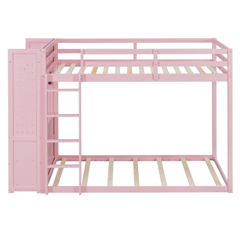 Twin Bunk Bed with Storage, Shelves, and LED Light Strip by Harper&Bright Designs