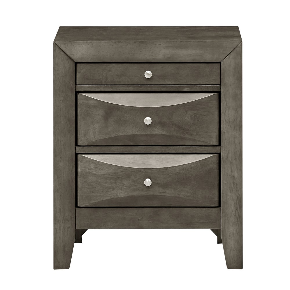 Modern 23-in Metal Knob 3-Drawer Wood Nightstand