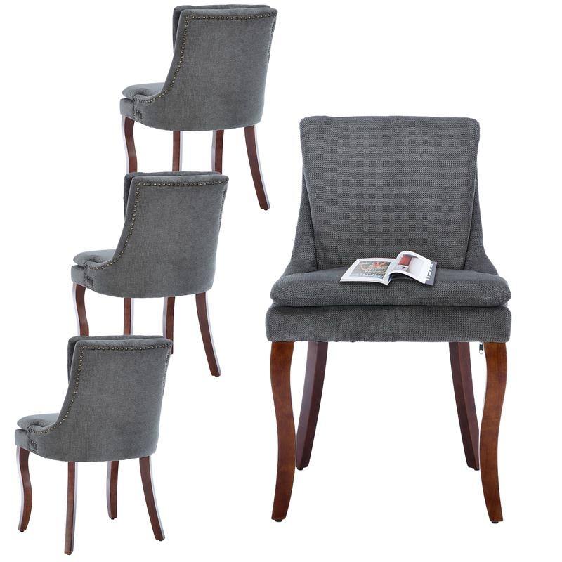 Modern Double-layer Cushioned Dining Chairs Set of 4