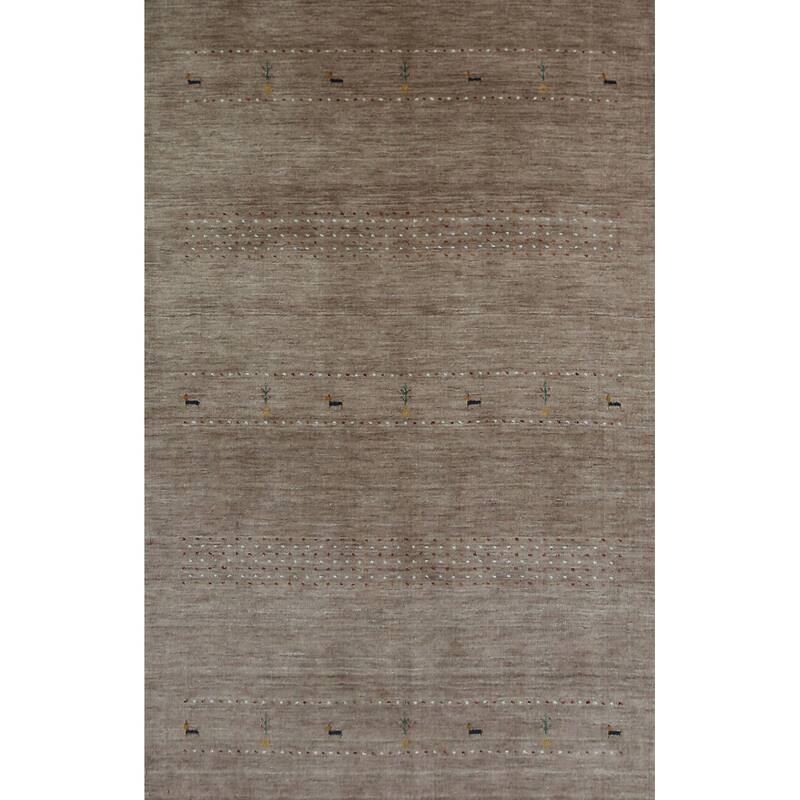 Hand Knotted Oriental 100% Wool Carpet Tribal Animal Pictorial Brown Gabbeh Area Rug - 7' 10'' X 5' 1''