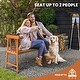 preview thumbnail 4 of 6, Outdoor Acacia Wood Bench with Backrest and Armrests - 43" x 18" x 28" (L x W x H)