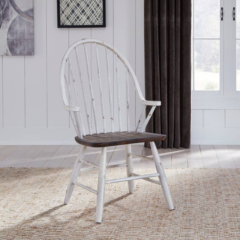 Farmhouse Two Tone White Optional 7 Piece Trestle Table Set