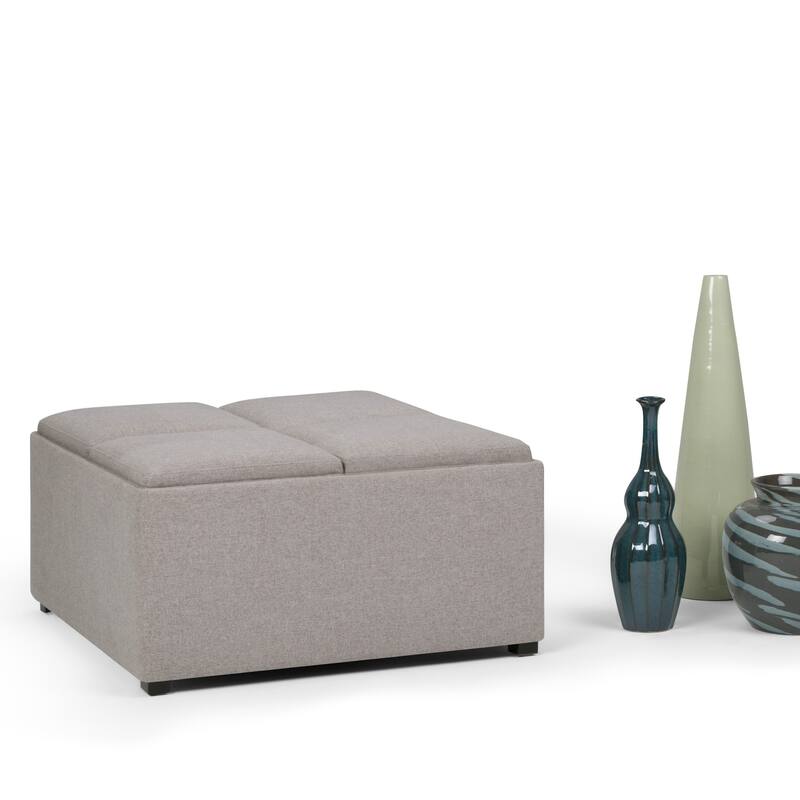 WYNDENHALL Franklin Wide Contemporary Table Ottoman - 35"w x 35"d x 18"h - Cloud Grey