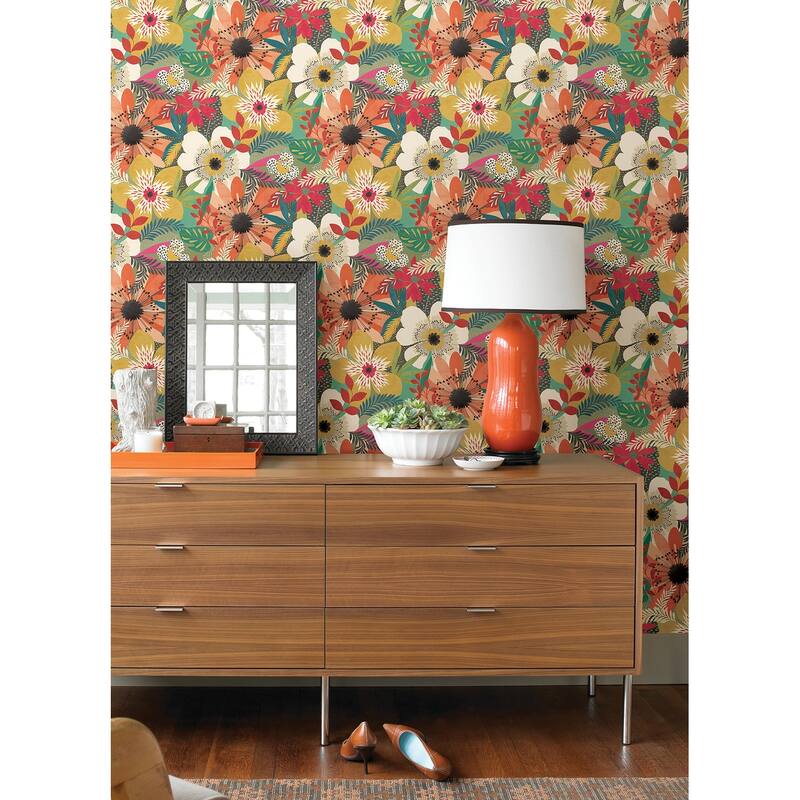 Janis Olive Floral Riot Wallpaper