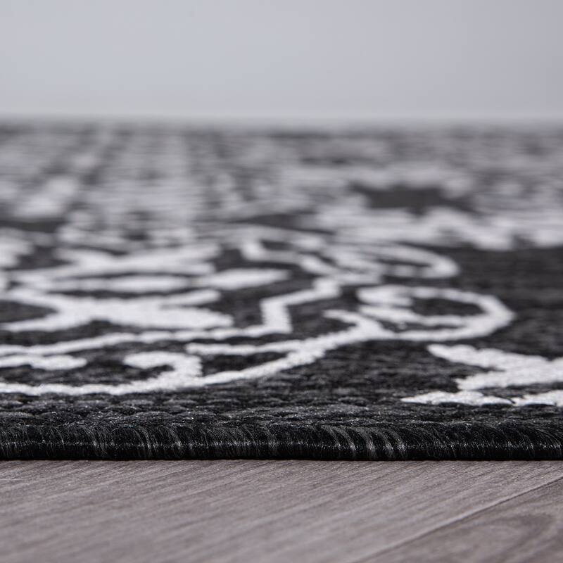 World Rug Gallery Transitional Geometric Textured Flat Weave Indoor/Outdoor Area Rug
