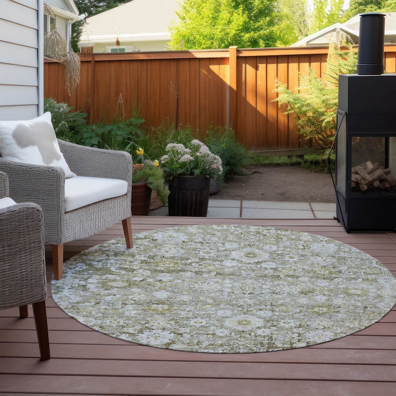 Machine Washable Indoor/ Outdoor Chantille Traditional Vintage Floral Rug