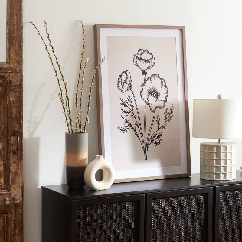 SAFAVIEH Siire From The Garden Photograph, 24 x 36, Framed Wall Art - Ivory/Black - 24WX2DX36H - Silver