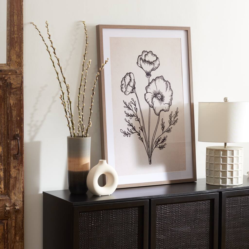 SAFAVIEH Siire From The Garden Photograph, 24 x 36, Framed Wall Art - Ivory/Black
