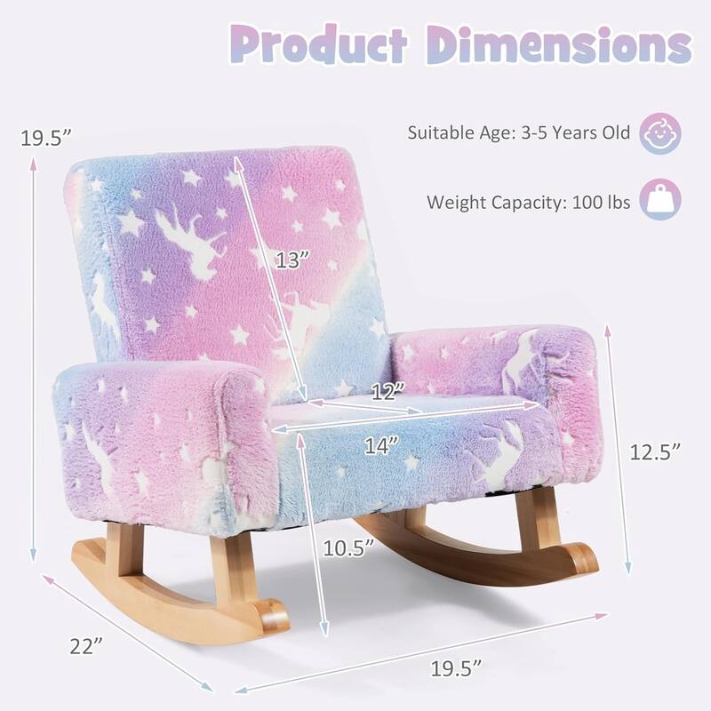 Rocking Chair Upholstered Flannel Children's Sofa w/Comfy Backrest