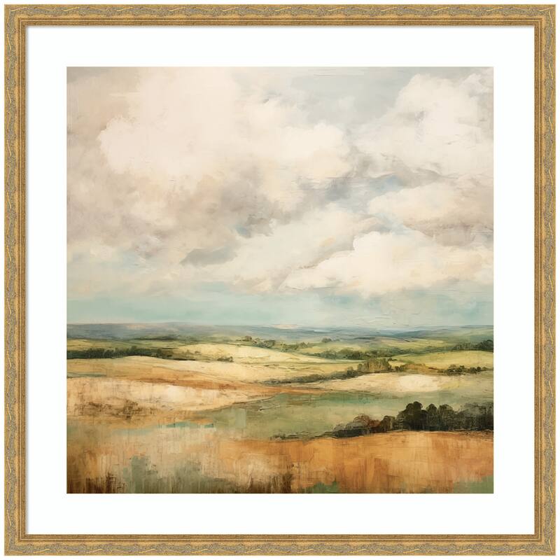 Kate and Laurel Framed Art Rolling Hills Abstract Landscape by The Creative Bunch Studio - 26x26 - Gold