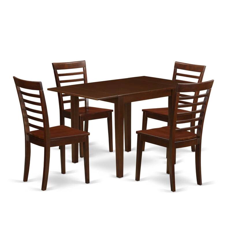5-Piece Mahogany Finish Solid Wood Top - Rectangular Dining Room Set - Seats 4