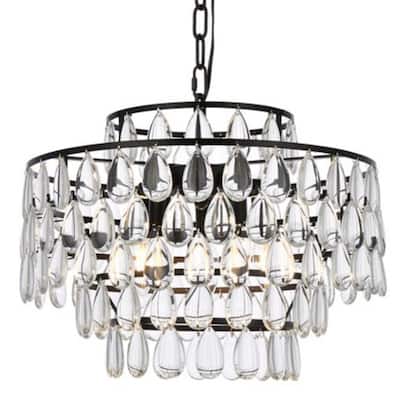 Elegant Lighting 1102D18 Mila 5 Light 18" Wide Crystal Pendant with