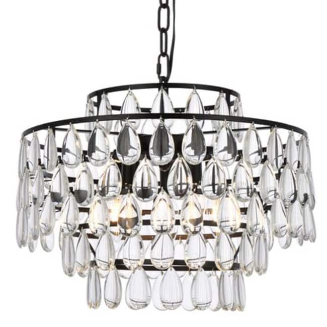 Elegant Lighting 1102D18 Mila 5 Light 18" Wide Crystal Pendant with