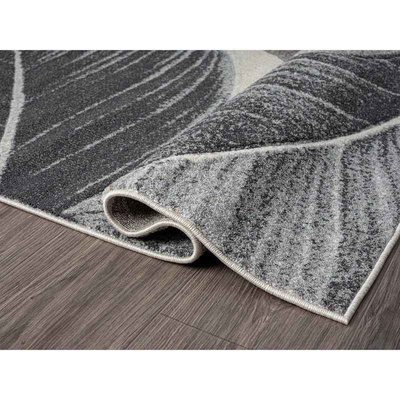 Fresco Collection Dark Grey Abstract Area Rug On Sale Bed Bath