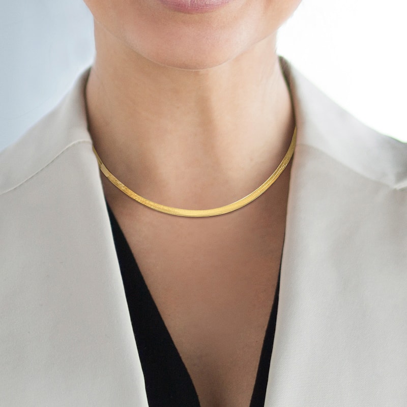 Miadora 3.5mm Flex Herringbone Chain Necklace in 10k Yellow Gold-16 in