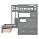 preview thumbnail 12 of 15, Gray Full over Twin Size Solid Wood Bunk Bed with Desk, Drawers and Shelves