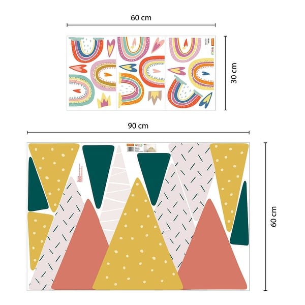 dimension image slide 0 of 2, Walplus Scandinavian Rainbows Mountains Kids Wall Sticker Nursery Décor