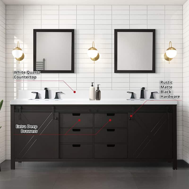 Marsyas 84 in W x 22 in D Brown Double Bath Vanity and White Quartz Countertop