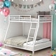 preview thumbnail 2 of 8, Twin over Full Modern Stylish Metal Floor Bunk Bed, Easy Assembly, features a Twin top bunk over a Full bottom, White