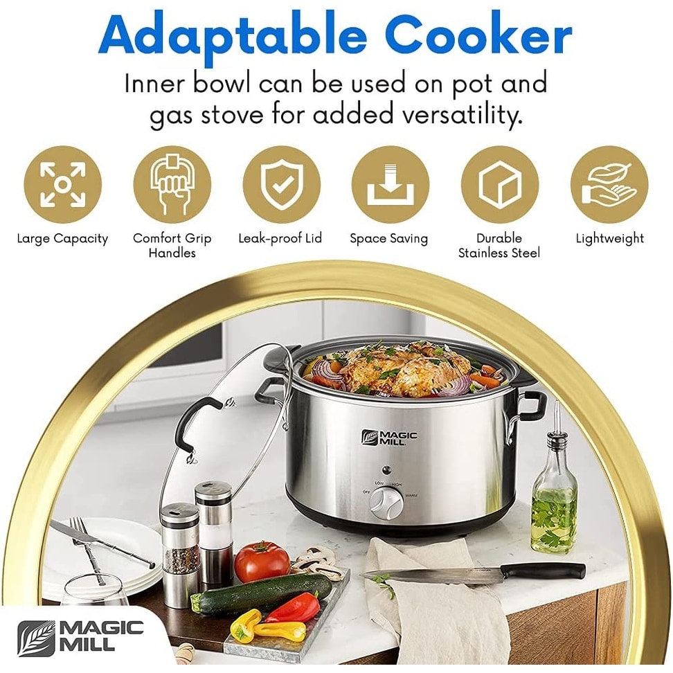 MAGIC MILL 10 QUART OVAL CROCK POT WITH COOL TOUCH HANDLES AND ALUMINU –  Royaluxkitchen