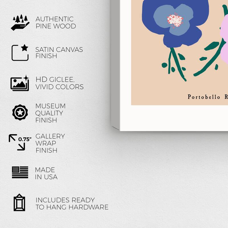 Wynwood Studio Canvas Floral and Botanical Winter Market Portobello Blue and Modern & Contemporary Wall Art Canvas Print