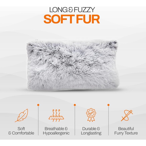Cheer Collection 12 x20 Shaggy Long hair Throw Pillows Set of 2 On Sale Bed Bath Beyond 32206540