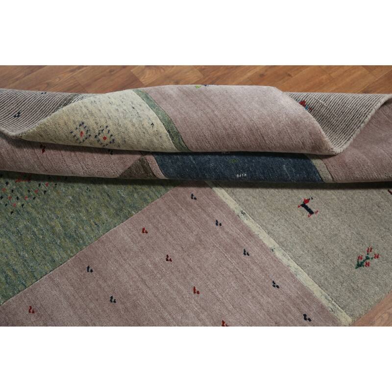 Grey Tribal Gabbeh Indian Area Rug Hand-Knotted Wool Carpet - 5'3" x 7'6"