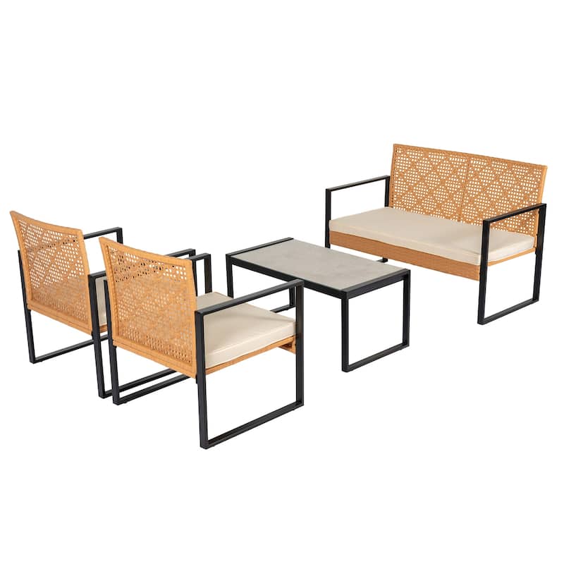 Outdoor Wicker Furniture Sets - 23.42"H x 29.53"W x 23.82"D