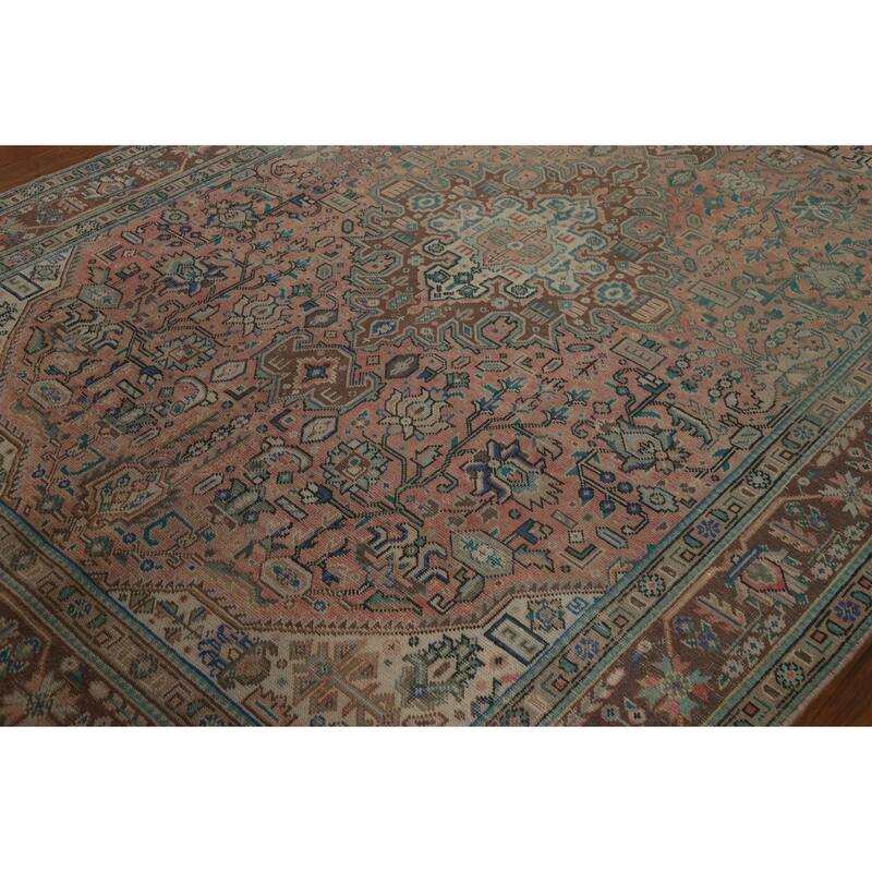Pink Vintage Tabriz Persian Area Rug Handmade Wool Carpet - 6'4" x 9'7"