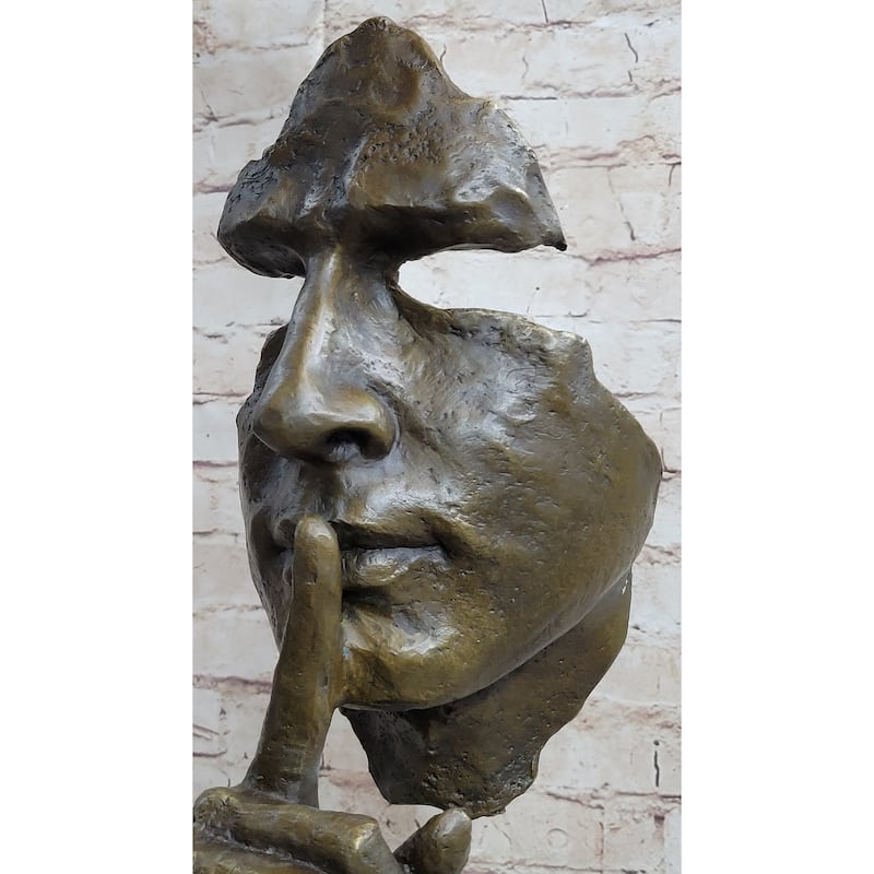 Signed Salvador Dali Abstract Man Hush Up Bronze Sculpture Modern Art Figurine