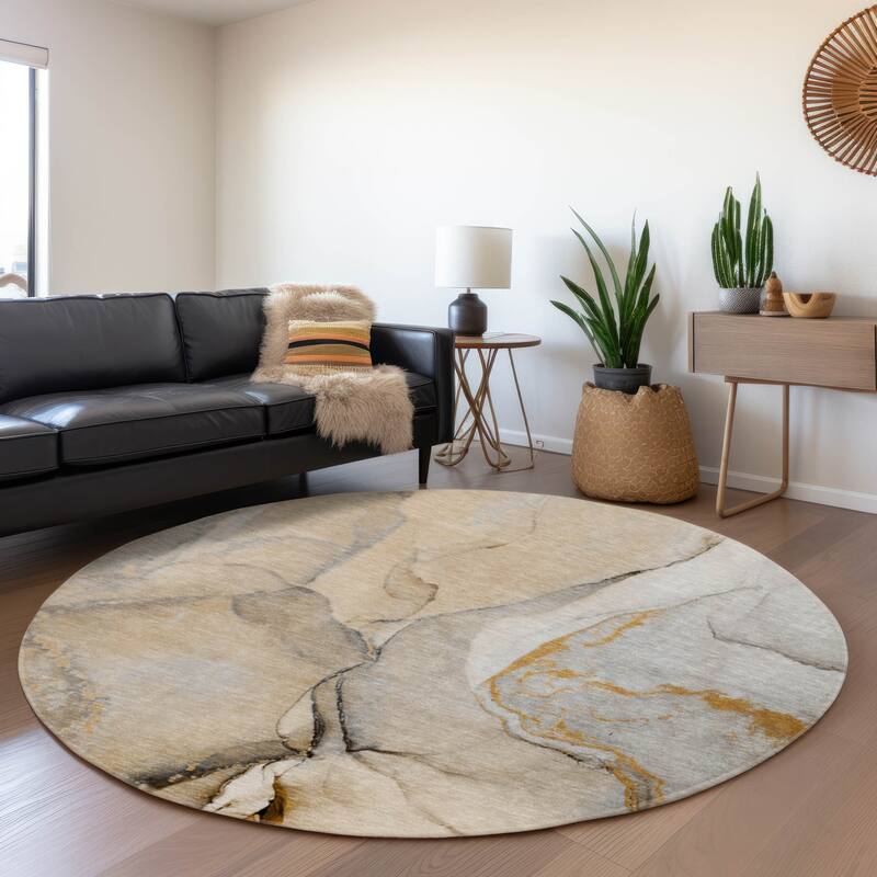 Premium Washable Super Soft Mayfield Rug - Beige - 8' x 8' - Round