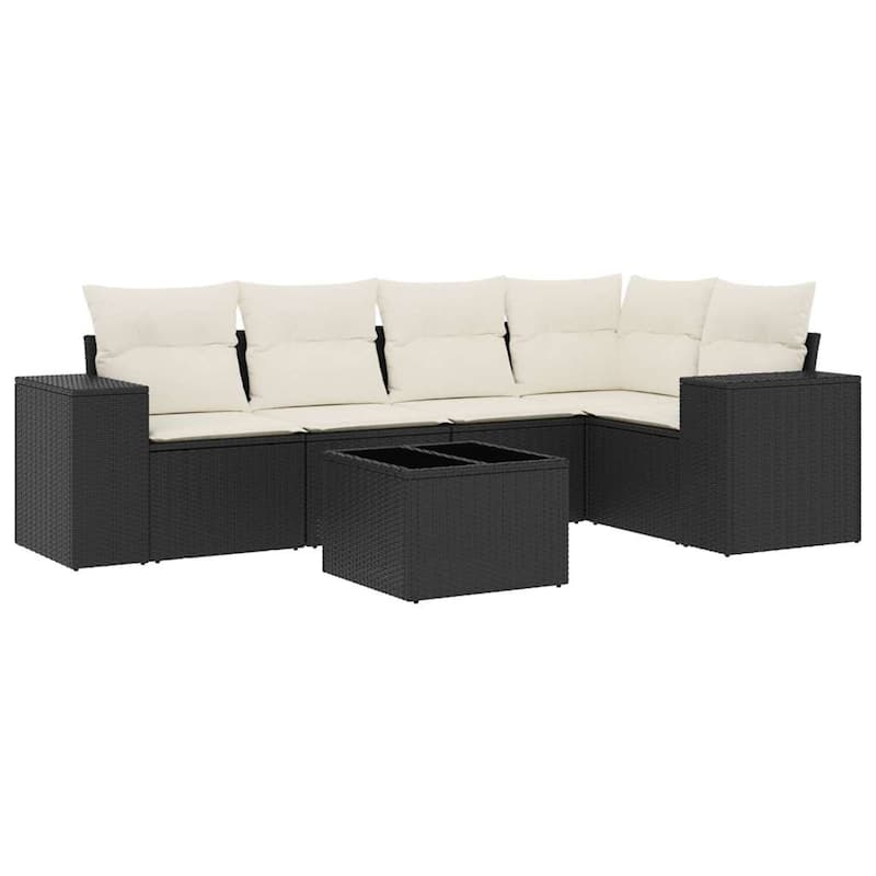 vidaXL Patio Sofa Set with Cushions Outdoor Conversation Furniture Poly Rattan