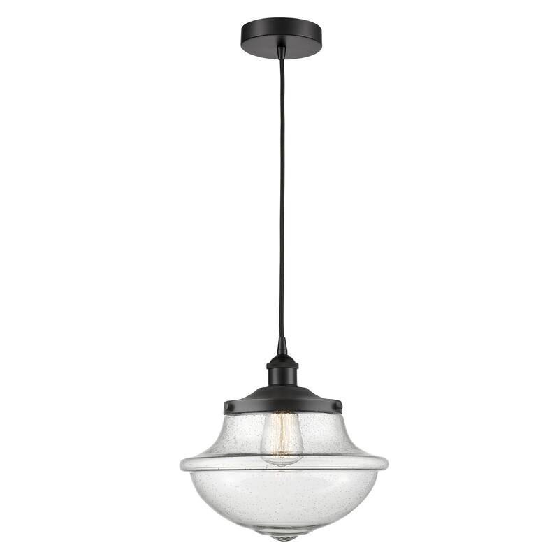 Innovations Lighting Oxford - 1 Light 12" Cord Hung Mini Pendant - Seedy/Matte Black