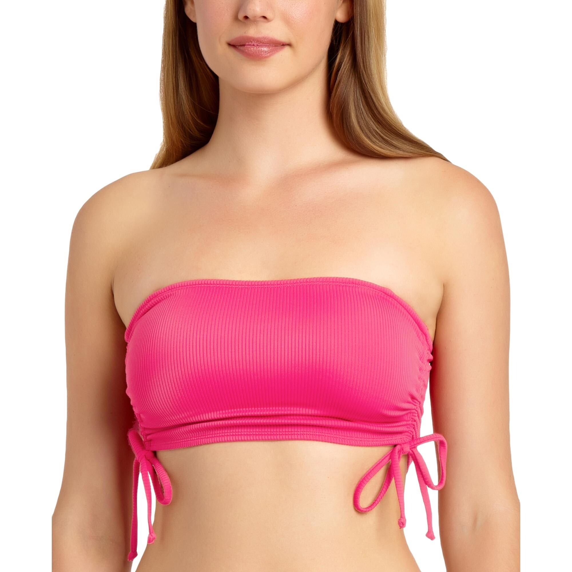California Waves Womens Strapless Cami Swim Top Separates - Pink