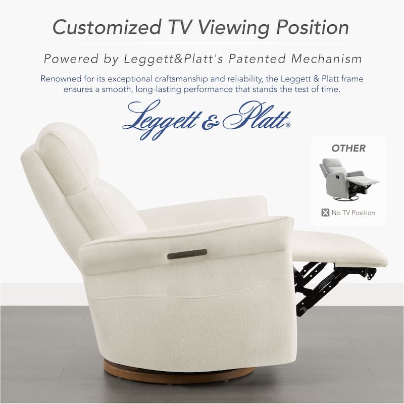 Spruce & Spring Power Swivel Recliner Chair Triple-Motor Nursery Glider