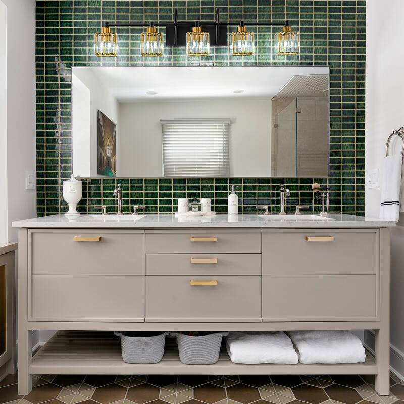 3/4/5-Light Modern Industrial Dimmable Crystal Bathroom Vanity Light