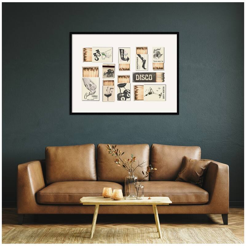 Kate and Laurel Vintage Matchboxes Neutral Black and Beige by Honey Island Studio Framed Wall Art Print