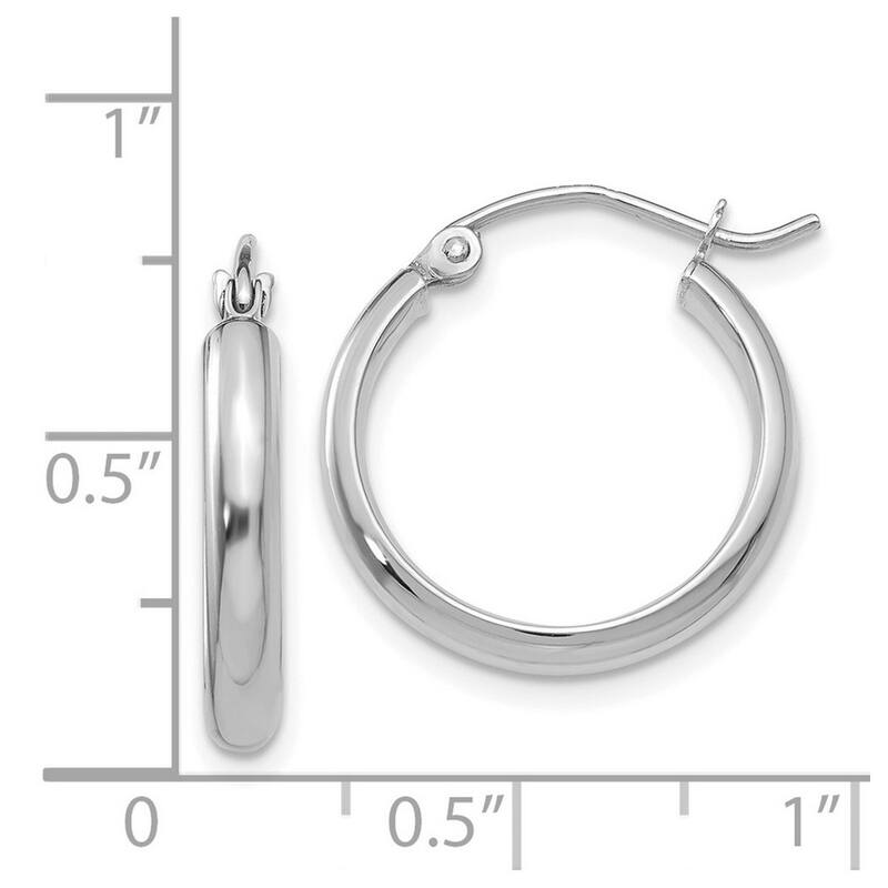 Curata 14k White Gold Polished Half Round 20x2.75mm Classic Hoop Earrings